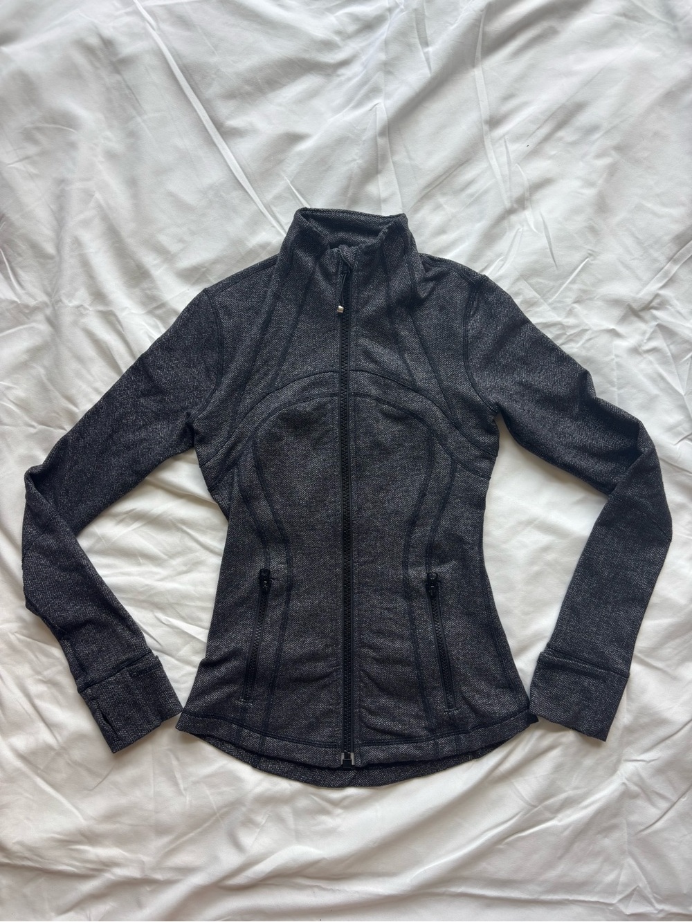 Lululemon Athletica Define Charcoal herringbone Zip-Up Athletic Jacket size 2